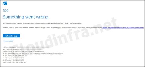 outlook error 500